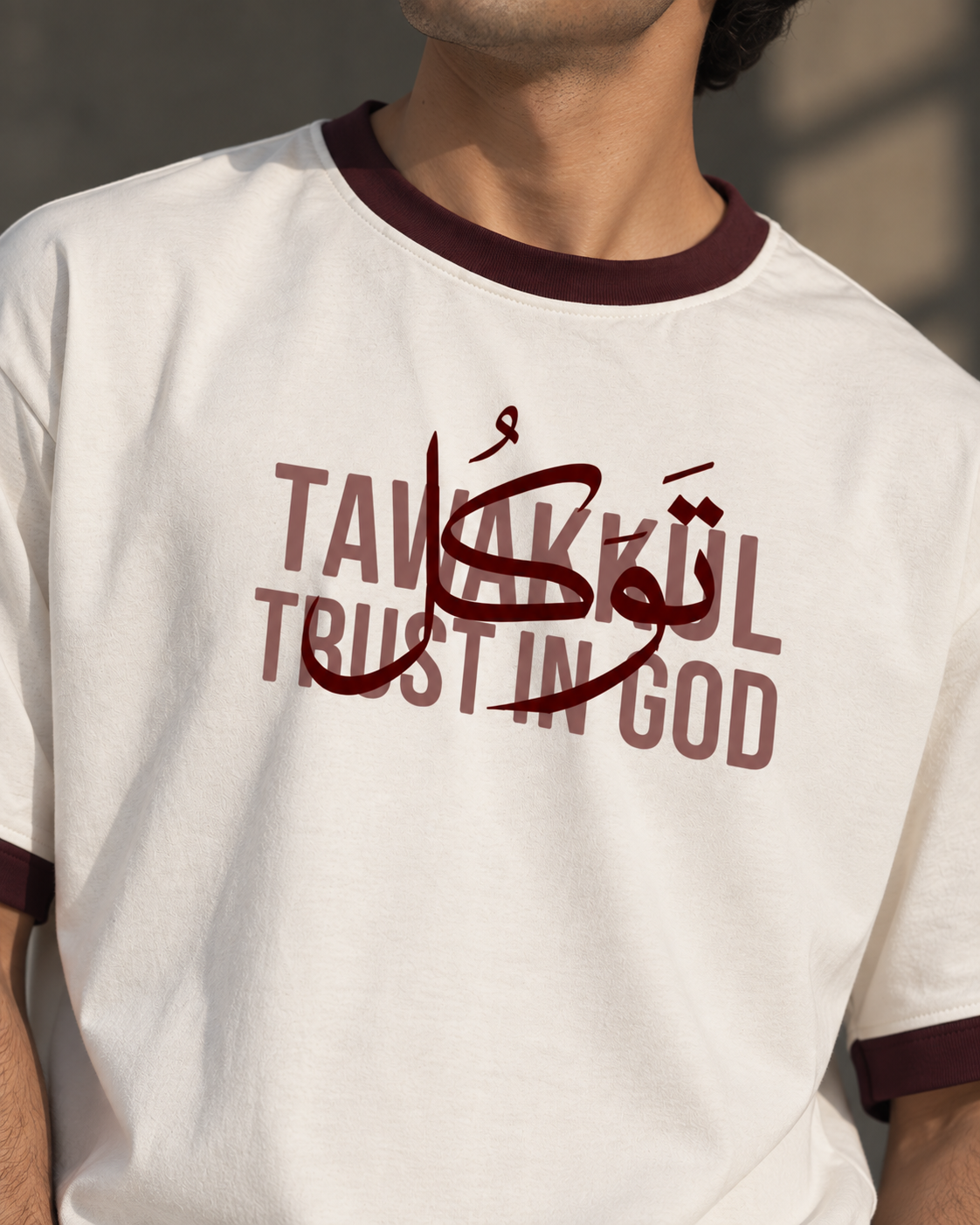 Maroon off white