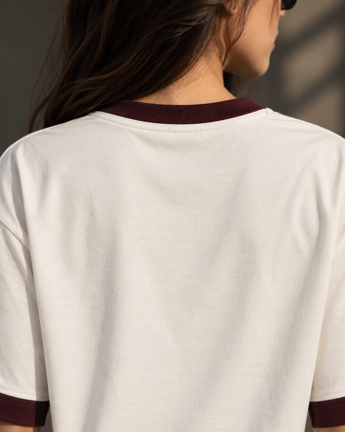 Maroon off white