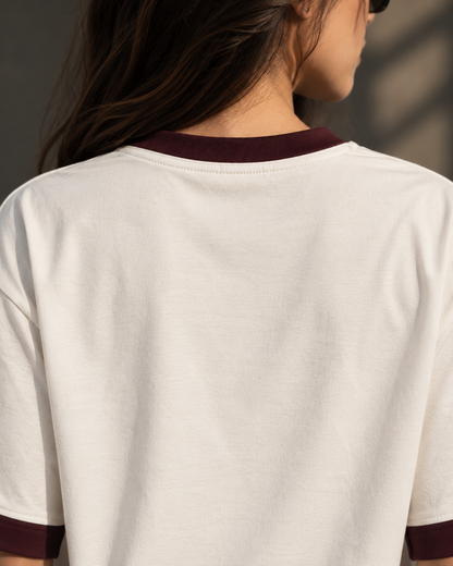 Maroon off white